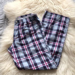 Aerie 100% Cotton Poplin Pajama Pants Plaid Blue Red Lightweight XS Short
